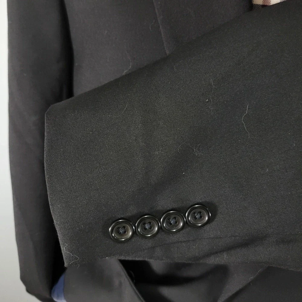 Nautica Men's Sport Coat Blazer Two Button Solid Black‎ Wool Size 40L